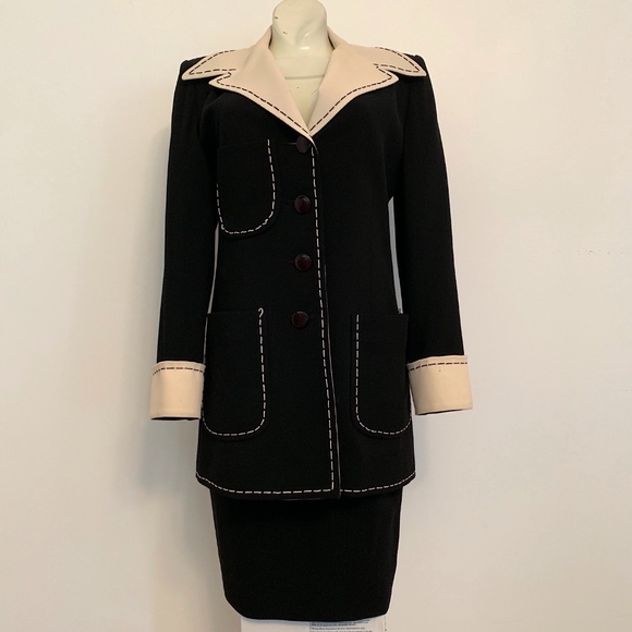 VTG BALENCIAGA LE DIX PARIS 2pc SUIT Jacket Skirt